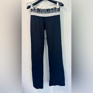 lululemon athletica Black Flare Leg Pants with Contrast Waistband